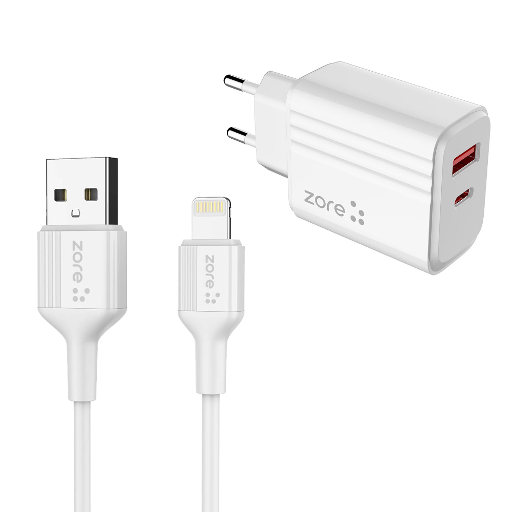 [RNZ-TA92430] Zore Play Serisi PL05 Lightning 2in1 Seyahat Şarj Aleti 20W