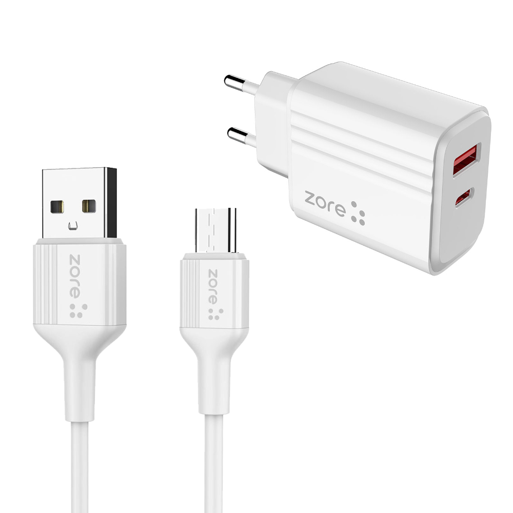 [RNZ-TA92431] Zore Play Serisi PL06 Type-C 2in1 Seyahat Şarj Aleti 20W