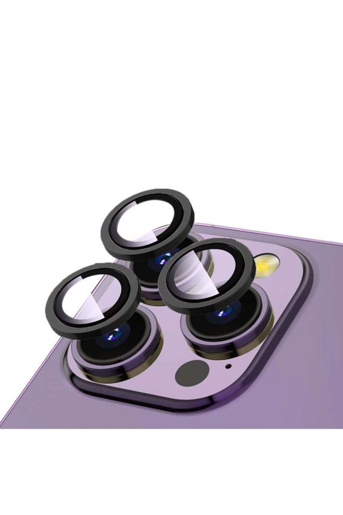 [RNZ-TA92543] Apple iPhone 14 Pro Max Uyumlu Zore CL-12 Premium Safir Parmak İzi Bırakmayan Anti-Reflective Kamera Lens Koruyucu (Siyah)