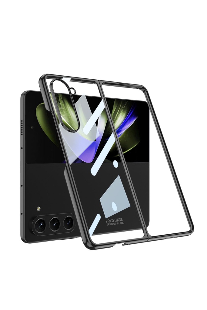 [RNZ-TA92803] Samsung Galaxy Z Fold 5 Uyumlu Kılıf Zore Full Camlı Kıpta Kapak (Siyah)