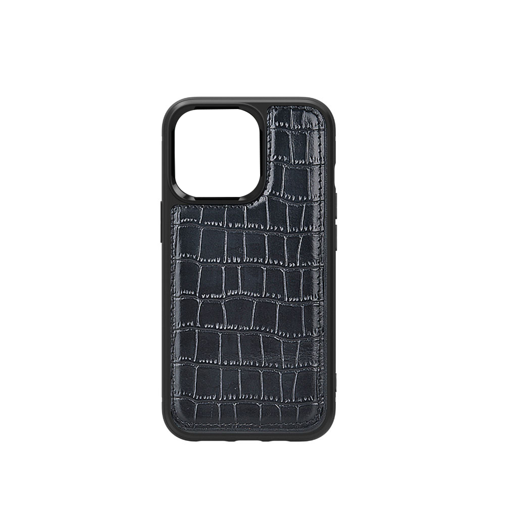 Apple iPhone 13 Mini Uyumlu Kılıf Wiwu Croco Pattern Calfskin Orjinal Deri Kapak