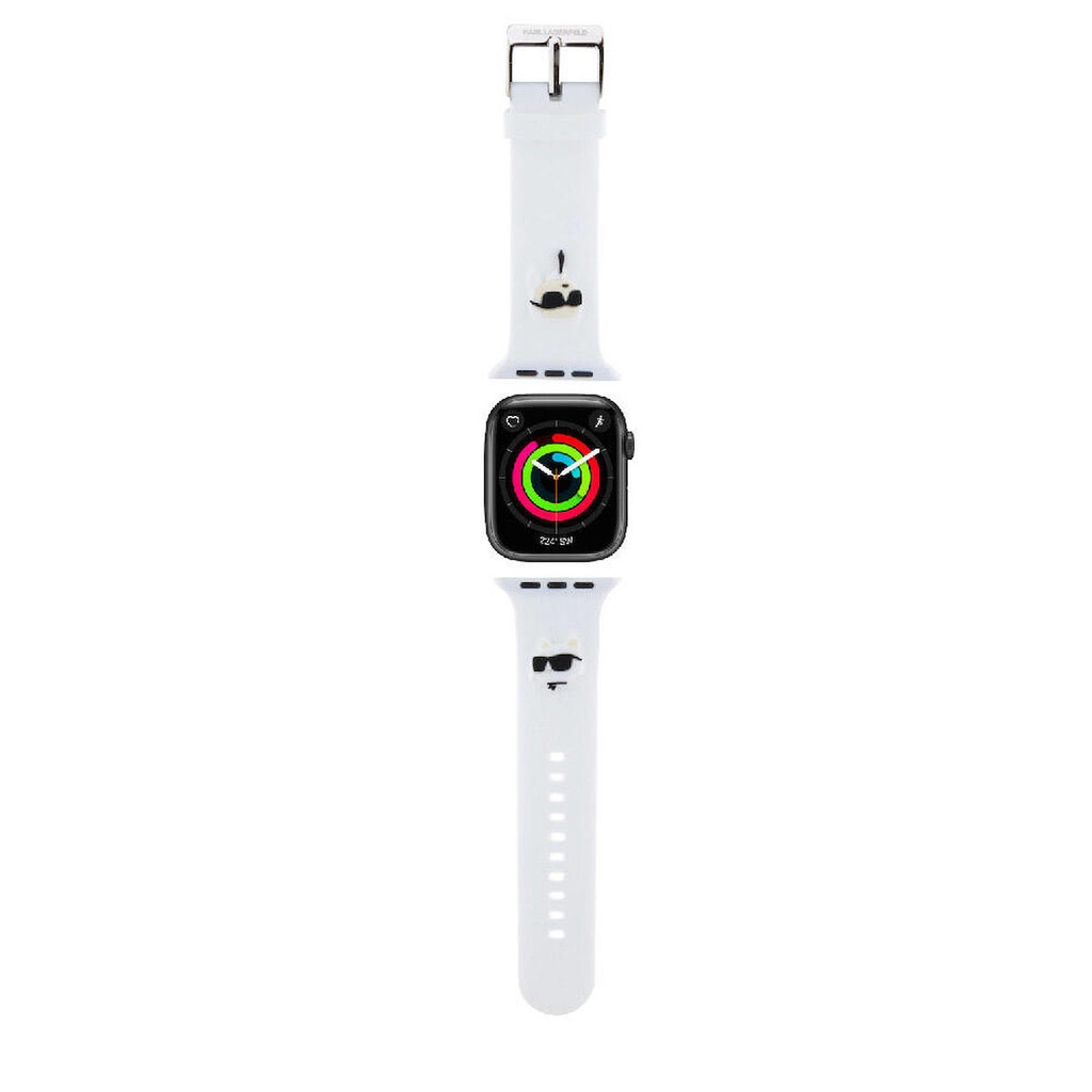 Apple Watch 42mm Uyumlu Karl Lagerfeld Orjinal Lisanslı İkonik Karl & Choupette Logolu Silikon Kordon