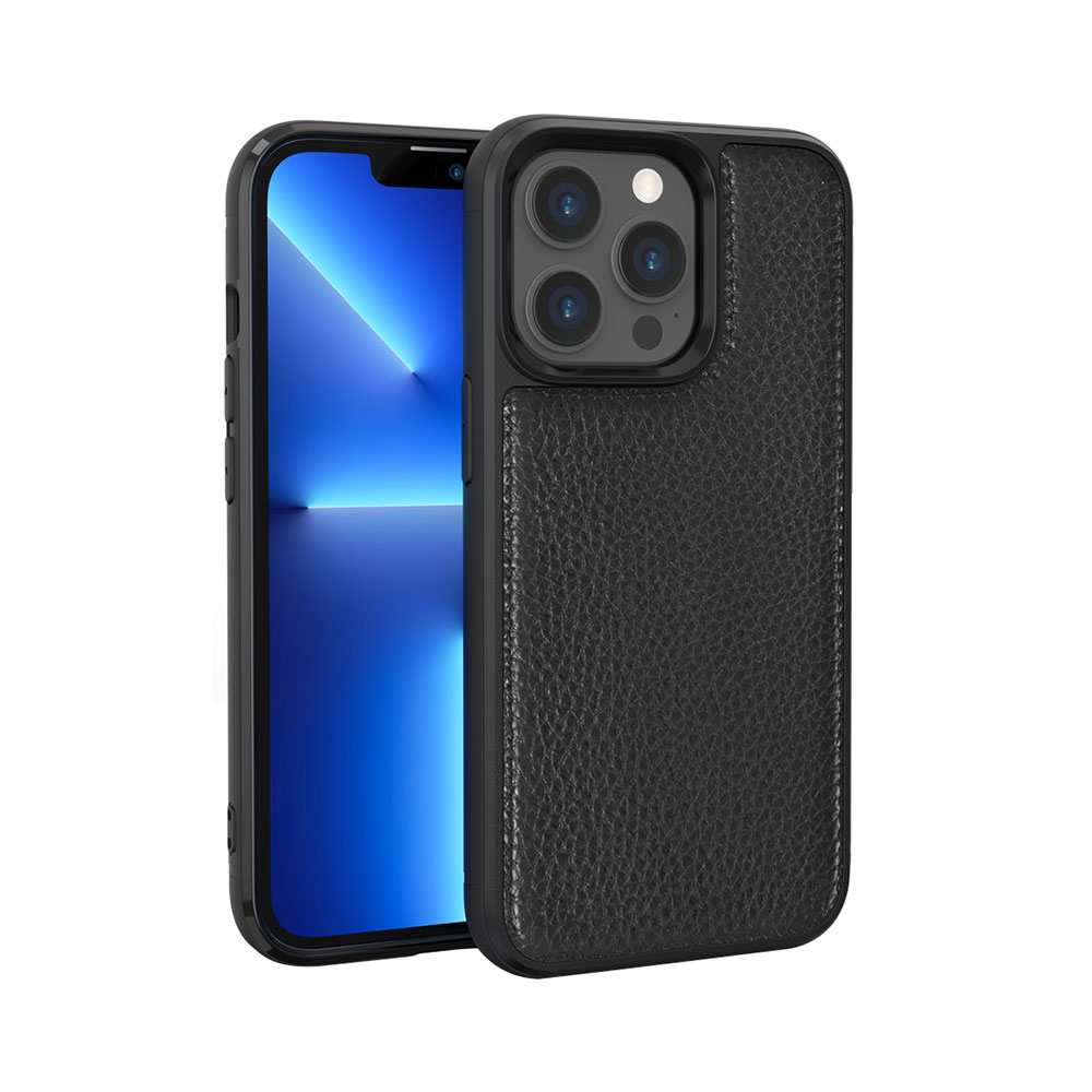 Apple iPhone 13 Pro Max Uyumlu Kılıf Wiwu Genuine Leather Plastic Calfskin Orjinal Deri Kapak