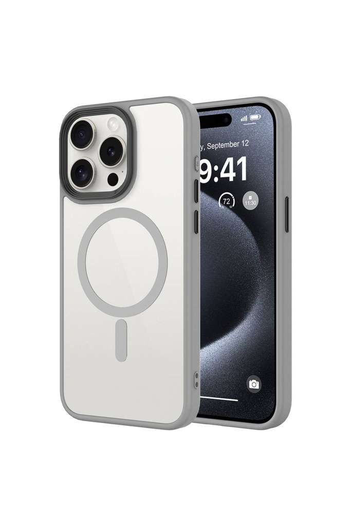 Apple iPhone 15 Pro Max Uyumlu Kılıf Mat Arka Yüzey Wireless Şarj Özellikli Zore Flet M-safe Kapak