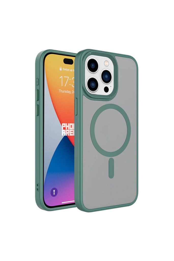 Apple iPhone 15 Pro Max Uyumlu Kılıf Mat Arka Yüzey Wireless Şarj Özellikli Zore Flet M-safe Kapak