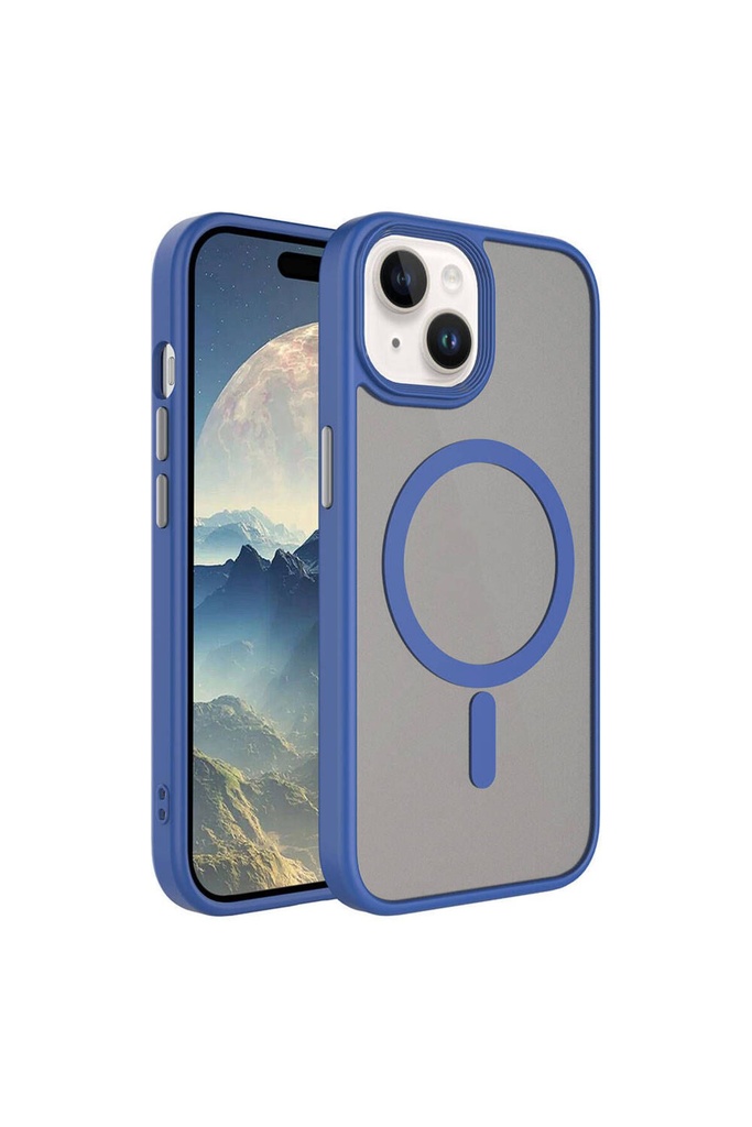 Apple iPhone 15 Plus Uyumlu Kılıf Mat Arka Yüzey Wireless Şarj Özellikli Zore Flet M-safe Kapak