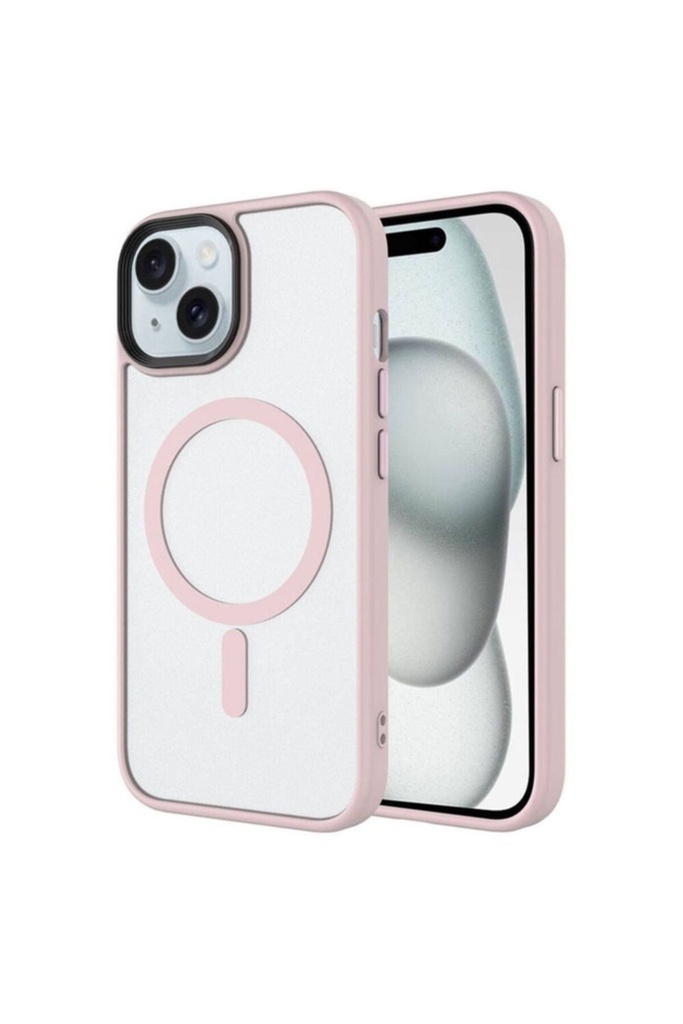 Apple iPhone 15 Plus Uyumlu Kılıf Mat Arka Yüzey Wireless Şarj Özellikli Zore Flet M-safe Kapak