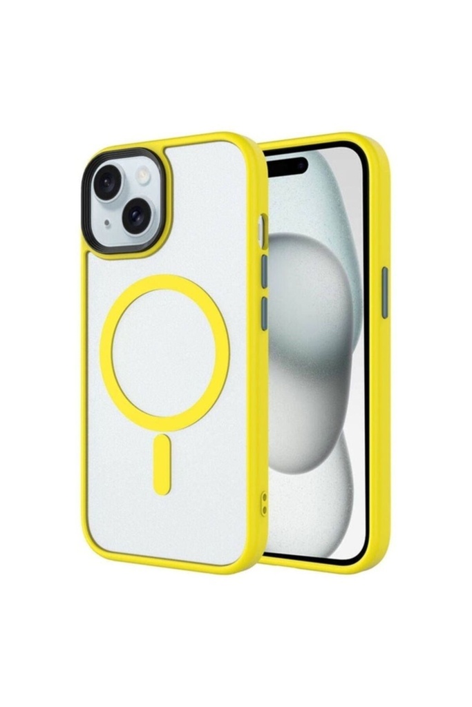 Apple iPhone 15 Plus Uyumlu Kılıf Mat Arka Yüzey Wireless Şarj Özellikli Zore Flet M-safe Kapak