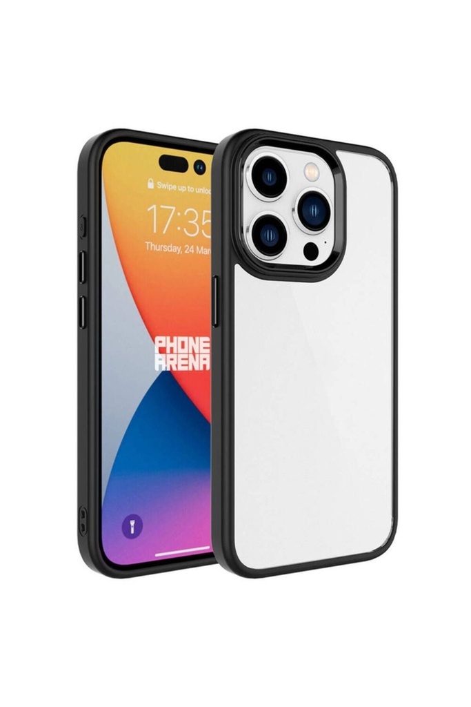 [RNZ-TA93053] Apple iPhone 15 Pro Max Uyumlu Kılıf Zore Krom Kapak (Siyah)