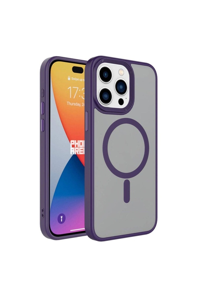 Apple iPhone 15 Pro Uyumlu Kılıf Mat Arka Yüzey Wireless Şarj Özellikli Zore Flet M-safe Kapak