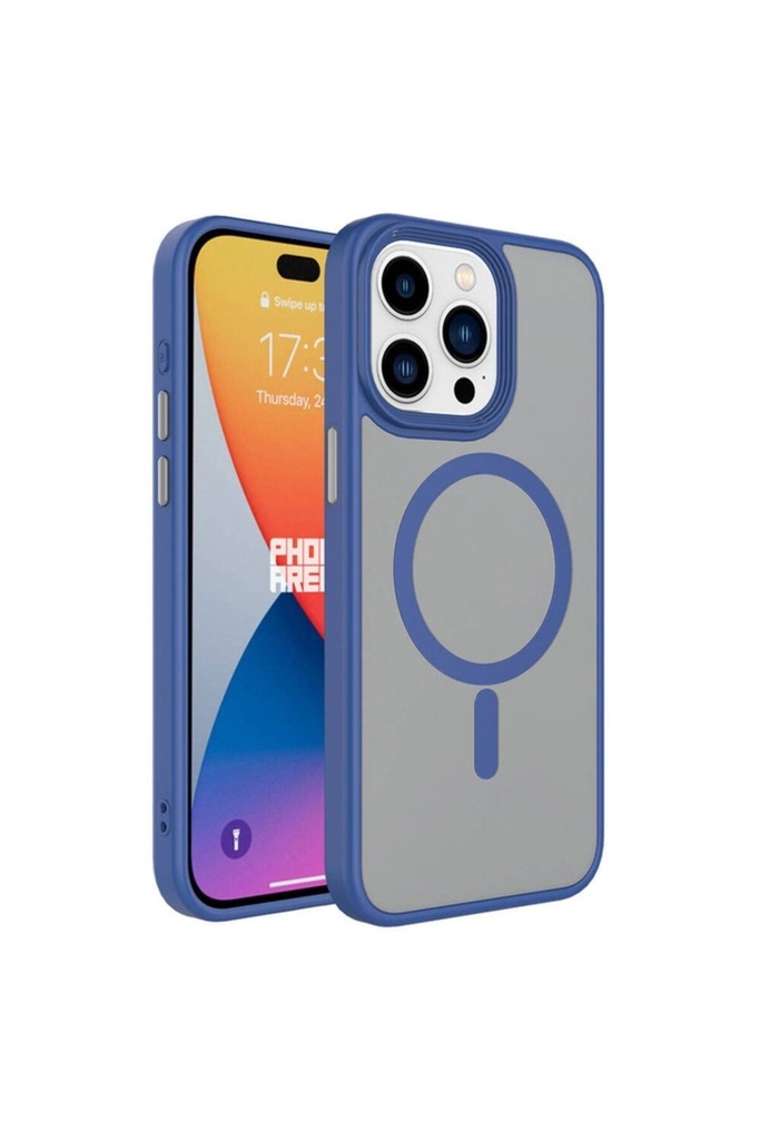 Apple iPhone 15 Pro Uyumlu Kılıf Mat Arka Yüzey Wireless Şarj Özellikli Zore Flet M-safe Kapak