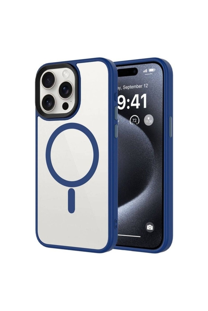 Apple iPhone 15 Pro Uyumlu Kılıf Mat Arka Yüzey Wireless Şarj Özellikli Zore Flet M-safe Kapak