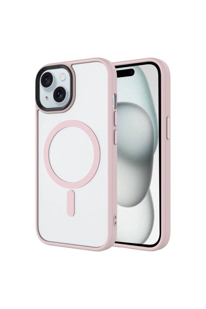 Apple iPhone 15 Pro Uyumlu Kılıf Mat Arka Yüzey Wireless Şarj Özellikli Zore Flet M-safe Kapak