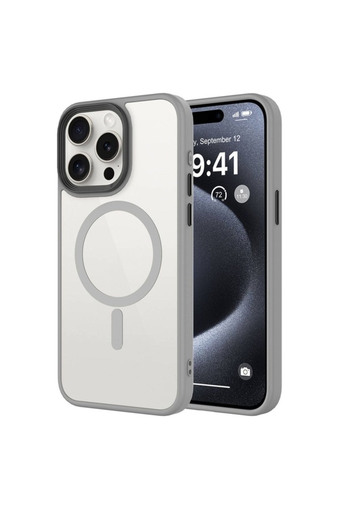 Apple iPhone 15 Pro Uyumlu Kılıf Mat Arka Yüzey Wireless Şarj Özellikli Zore Flet M-safe Kapak