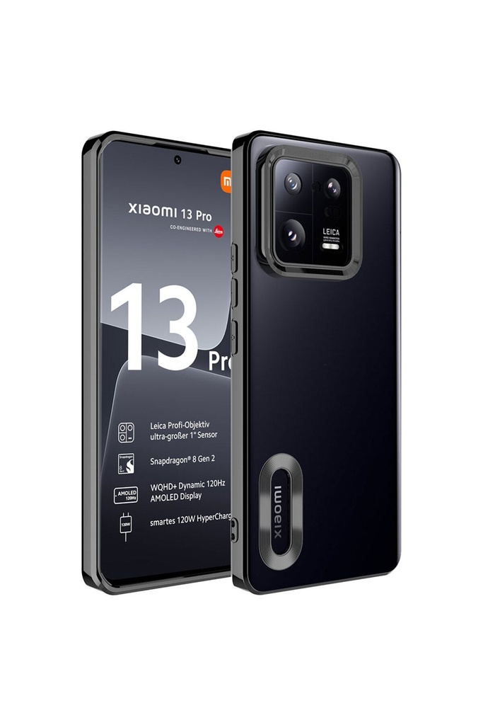[RNZ-TA92909] Xiaomi Mi 13 Pro Uyumlu Kılıf Kamera Korumalı Logo Gösteren Zore Omega Kapak (Siyah)
