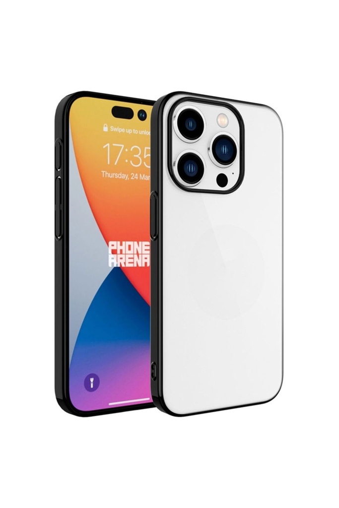 [RNZ-TA93132] Apple iPhone 15 Pro Uyumlu Kılıf Sert PC Renkli Çerçeveli Zore Riksos Kapak (Siyah)