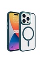 Apple iPhone 15 Pro Uyumlu Kılıf Wireless Şarj Özellikli Zore Krom M-safe Silikon Kapak