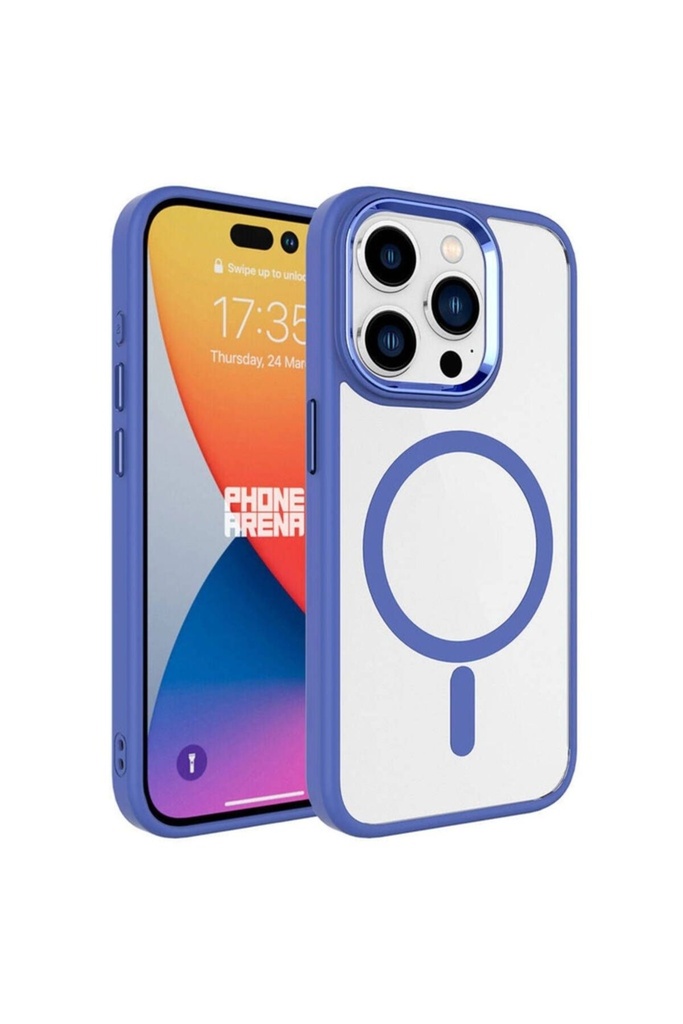 Apple iPhone 15 Pro Uyumlu Kılıf Wireless Şarj Özellikli Zore Krom M-safe Silikon Kapak