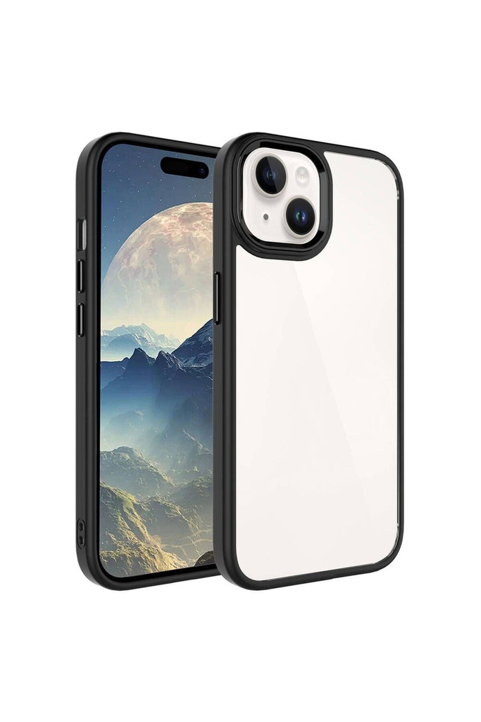 [RNZ-TA93026] Apple iPhone 15 Uyumlu Kılıf Zore Krom Kapak (Siyah)