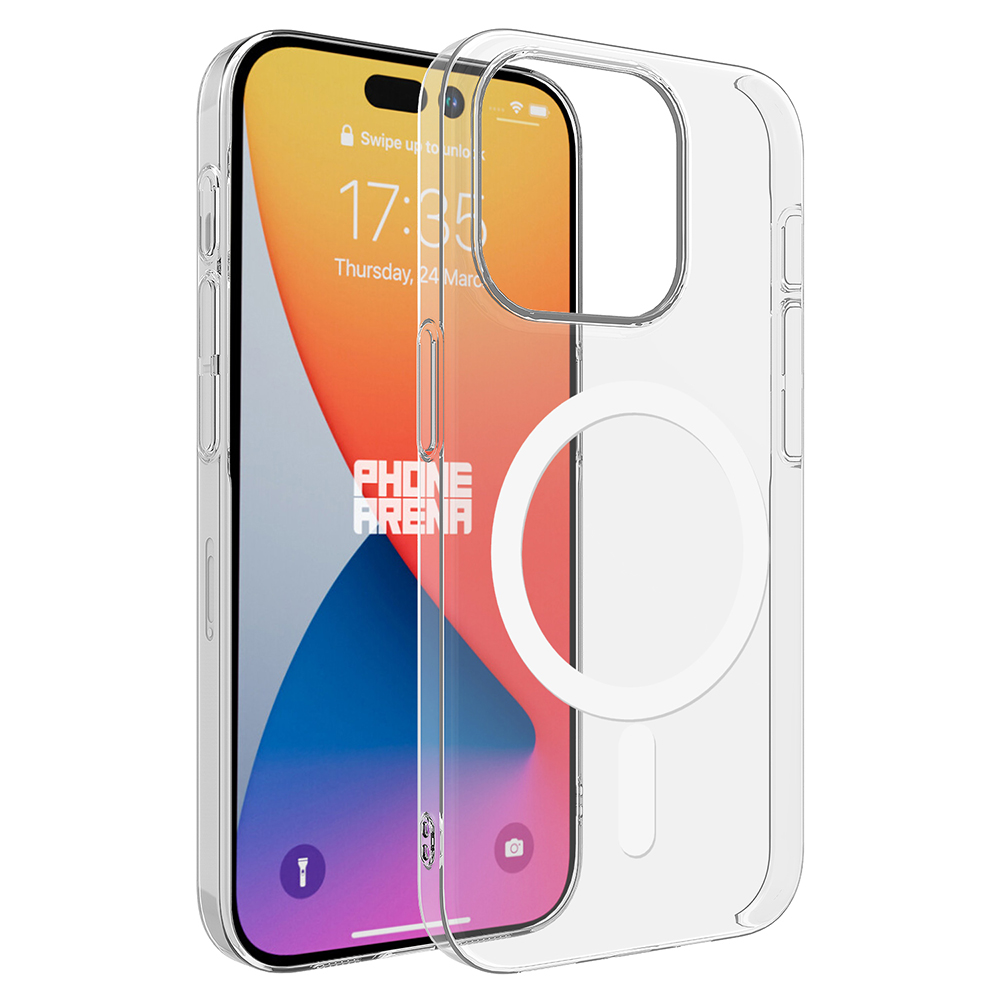 [RNZ-TA93161] Apple iPhone 15 Pro Max Uyumlu Kılıf Zore M-safe Şarj Özellikli Şeffaf Tek Kamera Çerçeveli Porto Kapak