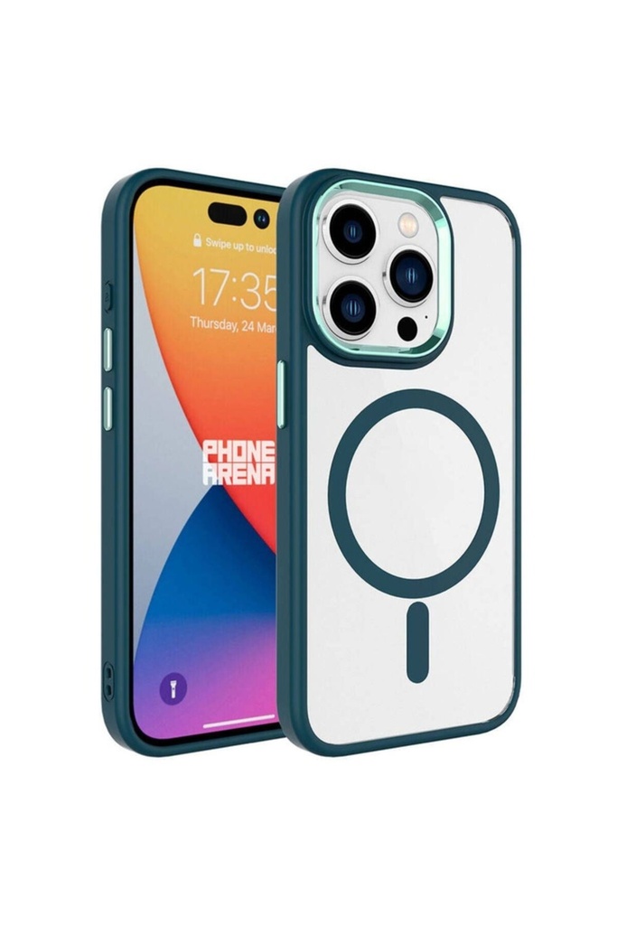 Apple iPhone 15 Pro Max Uyumlu Kılıf Wireless Şarj Özellikli Zore Krom M-safe Silikon Kapak