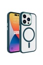 Apple iPhone 15 Pro Max Uyumlu Kılıf Wireless Şarj Özellikli Zore Krom M-safe Silikon Kapak