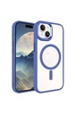 Apple iPhone 15 Plus Uyumlu Kılıf Wireless Şarj Özellikli Zore Krom M-safe Silikon Kapak