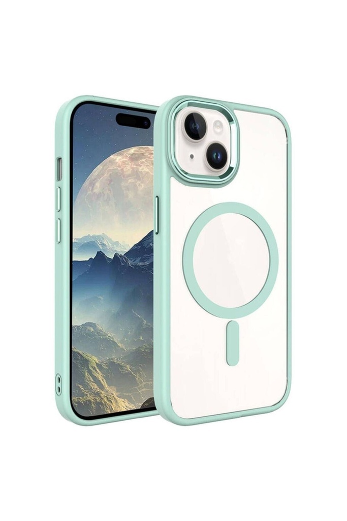 Apple iPhone 15 Plus Uyumlu Kılıf Wireless Şarj Özellikli Zore Krom M-safe Silikon Kapak