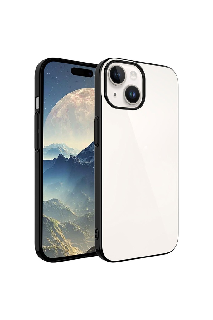 [RNZ-TA93138] Apple iPhone 15 Plus Uyumlu Kılıf Sert PC Renkli Çerçeveli Zore Riksos Kapak (Siyah)