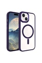 Apple iPhone 15 Uyumlu Kılıf Wireless Şarj Özellikli Zore Krom M-safe Silikon Kapak