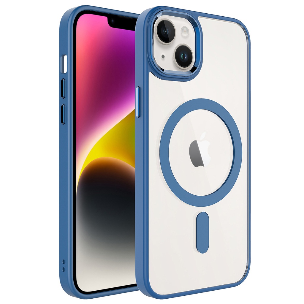 Apple iPhone 15 Uyumlu Kılıf Wireless Şarj Özellikli Zore Krom M-safe Silikon Kapak