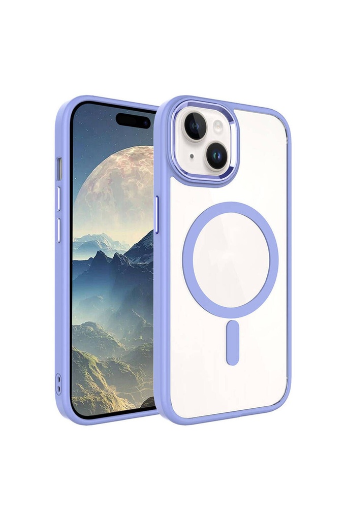 Apple iPhone 15 Uyumlu Kılıf Wireless Şarj Özellikli Zore Krom M-safe Silikon Kapak