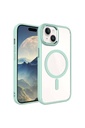 Apple iPhone 15 Uyumlu Kılıf Wireless Şarj Özellikli Zore Krom M-safe Silikon Kapak