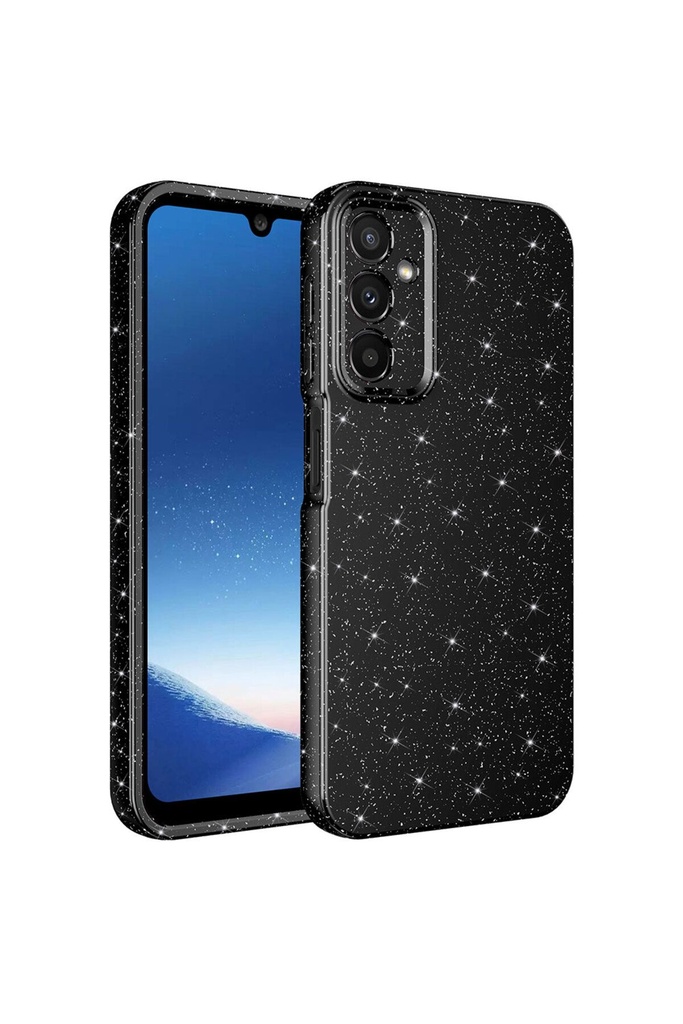 [RNZ-TA93216] Samsung Galaxy A24 Uyumlu Kılıf Kamera Korumalı Simli Lüks Zore Koton Kapak (Siyah)