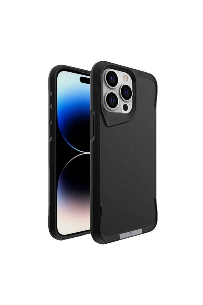 [RNZ-TA96417] Apple iPhone 15 Pro Uyumlu Kılıf Zore Airbag Kenarlı T-Max Mat Standlı Kapak (Siyah)