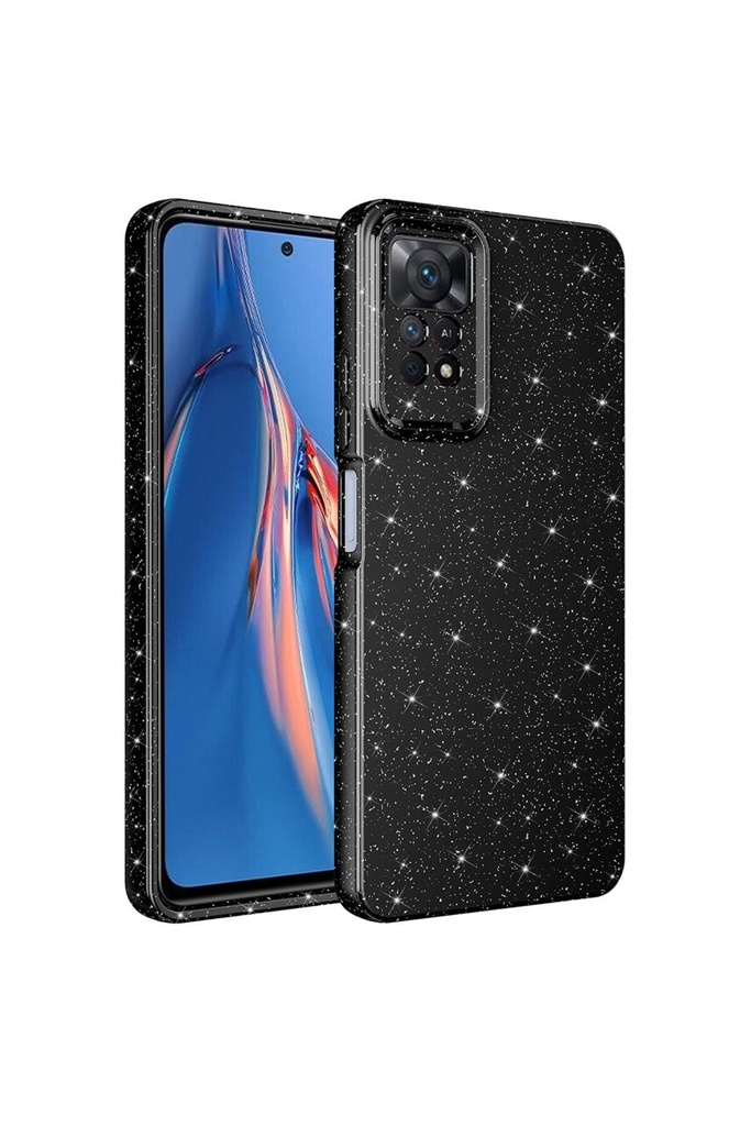 [RNZ-TA93257] Xiaomi Redmi Note 12 Pro 4G Uyumlu Kılıf Kamera Korumalı Simli Lüks Zore Koton Kapak (Siyah)
