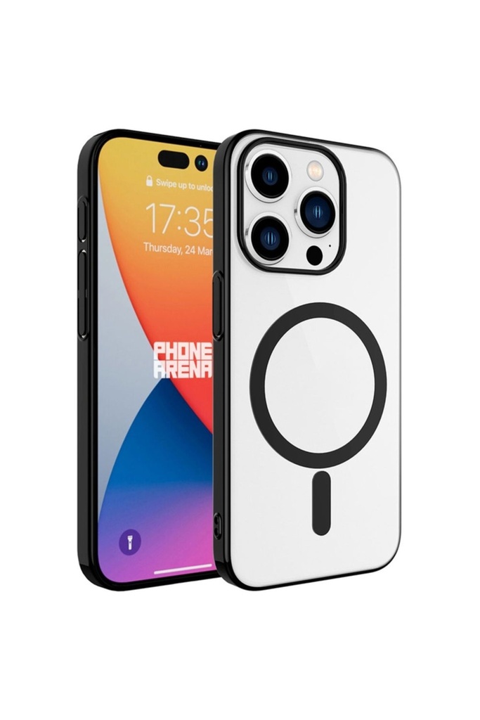 [RNZ-TA93384] Apple iPhone 15 Pro Uyumlu Kılıf Zore Wireless Şarj Özellikli Pixel M-safe Kapak (Siyah)