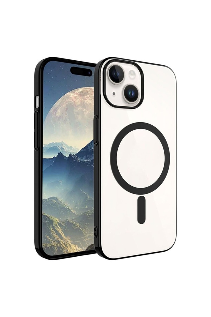[RNZ-TA93378] Apple iPhone 15 Uyumlu Kılıf Zore Wireless Şarj Özellikli Pixel M-safe Kapak (Siyah)