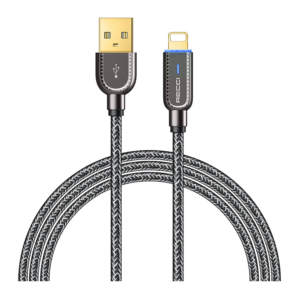 [ZTA93465] Recci RS02L Smart Power-Off Serisi Hızlı Şarj Özellikli Lightning To USB-A Kablo 1M