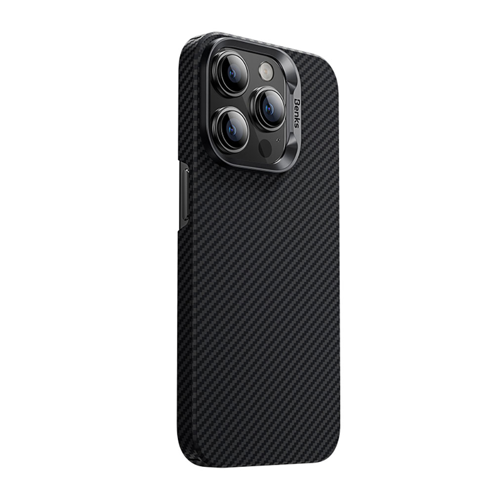 [RNZ-TA93681] Apple iPhone 15 Pro Uyumlu Kılıf M-safe Özellikli Karbon Fiber Benks Essential ArmorAir 600D Kevlar Kapak