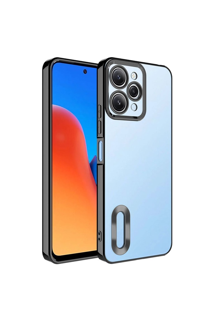 [RNZ-TA93693] Xiaomi Redmi 12 Uyumlu Kılıf Kamera Korumalı Logo Gösteren Zore Omega Kapak (Siyah)