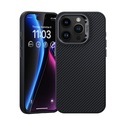 Apple iPhone 15 Pro Uyumlu Kılıf Karbon Fiber M-safe Şarj Özellikli Benks Hybrid ArmorPro 600D Kevlar Kapak