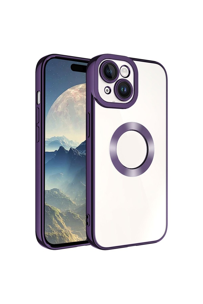 Apple iPhone 15 Uyumlu Kılıf Kamera Korumalı Logo Gösteren Zore Omega Kapak