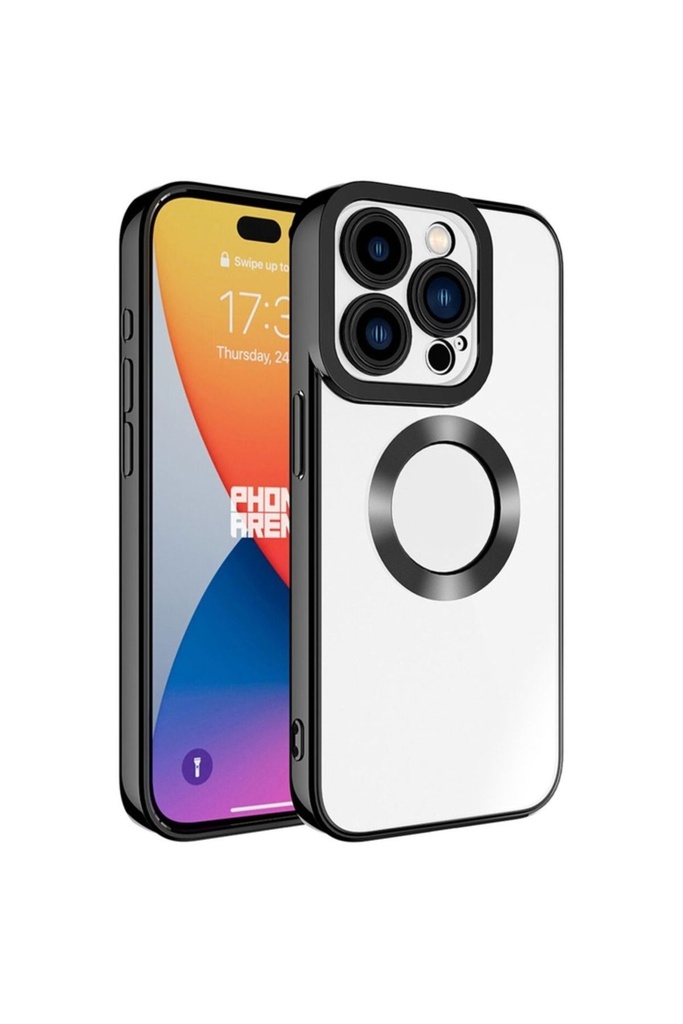 [RNZ-TA93720] Apple iPhone 15 Pro Max Uyumlu Kılıf Kamera Korumalı Logo Gösteren Zore Omega Kapak (Siyah)