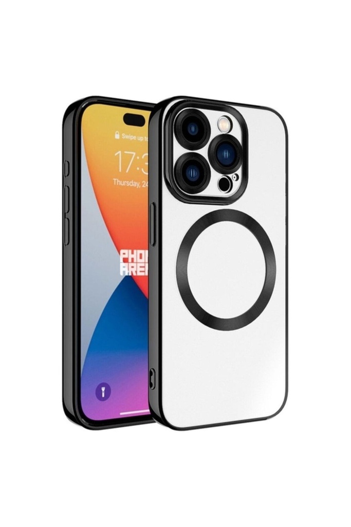 [RNZ-TA93743] Apple iPhone 15 Pro Uyumlu Kılıf M-safe Wireless Şarj Özellikli Zore Setro Silikon (Siyah)