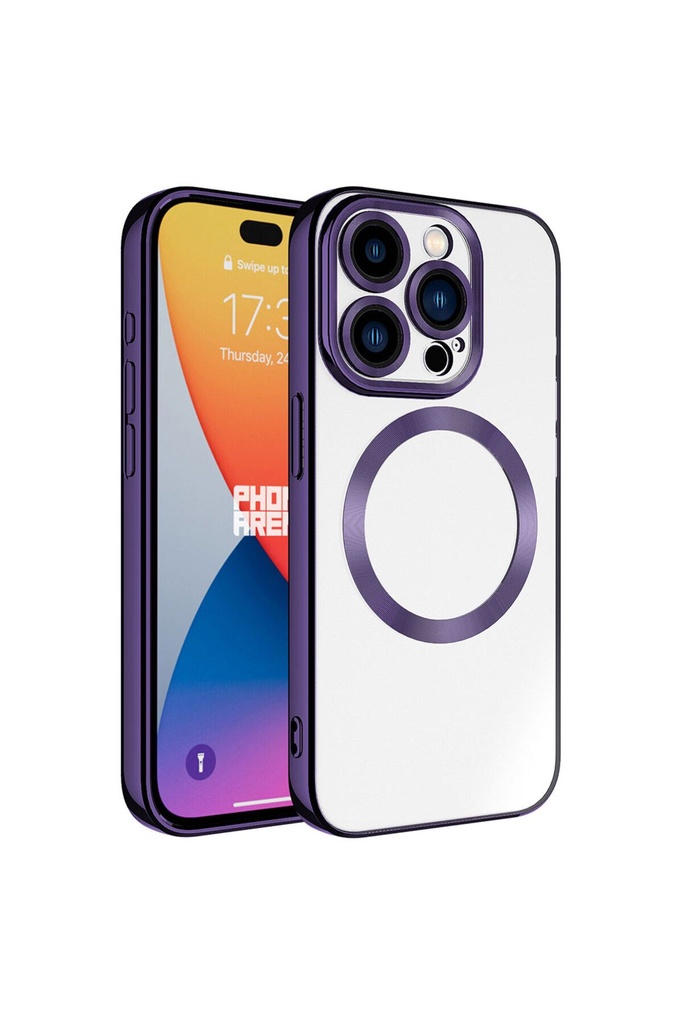 Apple iPhone 15 Pro Max Uyumlu Kılıf M-safe Wireless Şarj Özellikli Zore Setro Silikon