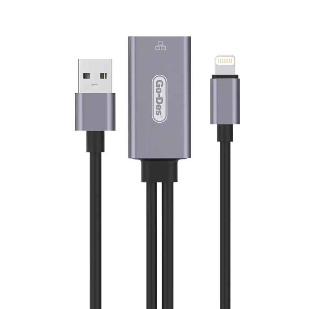 [RNZ-TA93892] Go Des GD-6837 RJ45 to Lightning Ethernet Dönüştürücü OTG 100Mbps