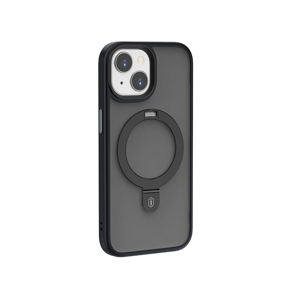 [RNZ-TA93916] Apple iPhone 15 Uyumlu Kılıf Wiwu ZMM-010 M-safe Şarj Özellikli Mat Arka Yüzey Standlı Kapak (Siyah)