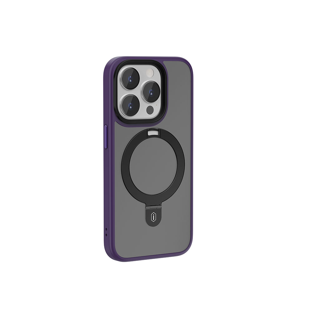 Apple iPhone 15 Pro Uyumlu Kılıf Wiwu ZMM-010 M-safe Şarj Özellikli Mat Arka Yüzey Standlı Kapak