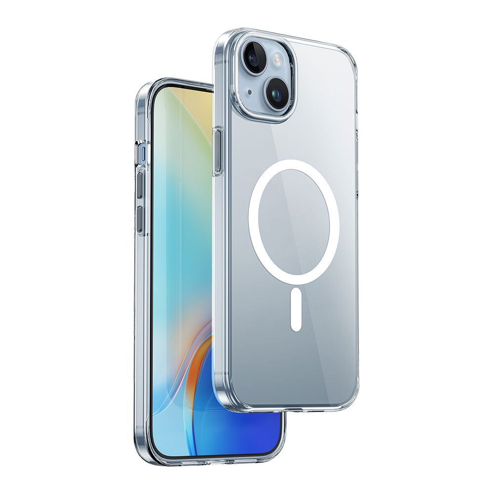 [RNZ-TA93946] Apple iPhone 15 Uyumlu Kılıf Wiwu ZYS-013 M-safe Şarj Özellikli Renkli Kamera Çerçeveli Şeffaf Jelly Kapak
